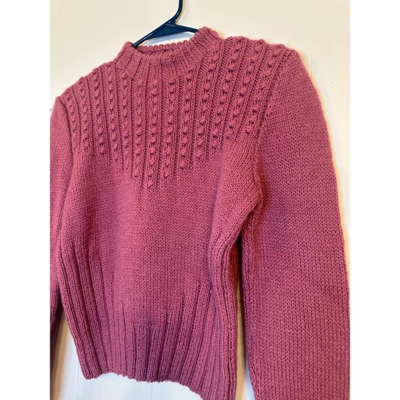 Vintage South Wool 100% Virgin Wool Chunky Knit Sweater Pink Women's S/M - Picture 3 of 7